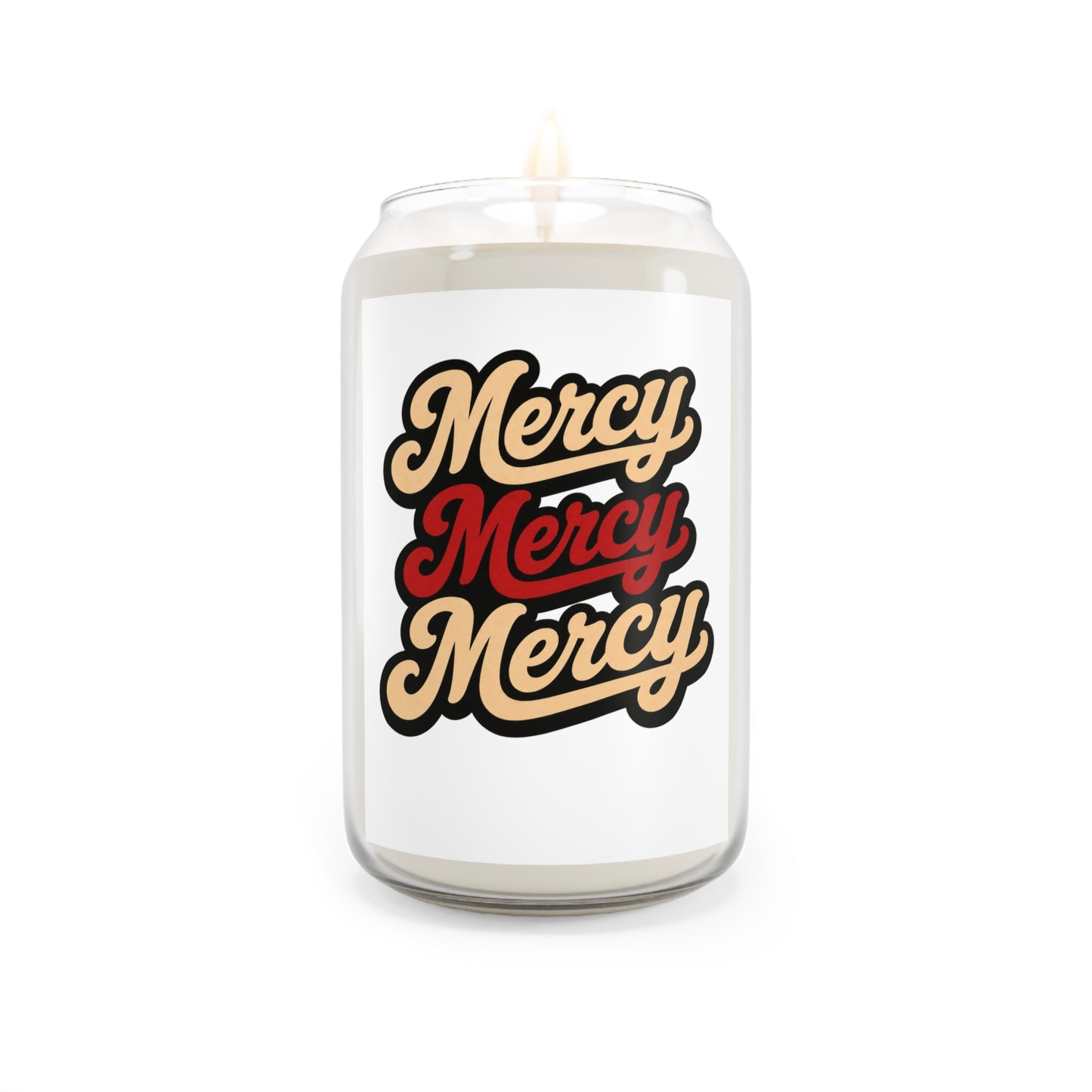 Mercy Mercy Mercy Scented Soy Candle — 13.75 oz Retro Typography