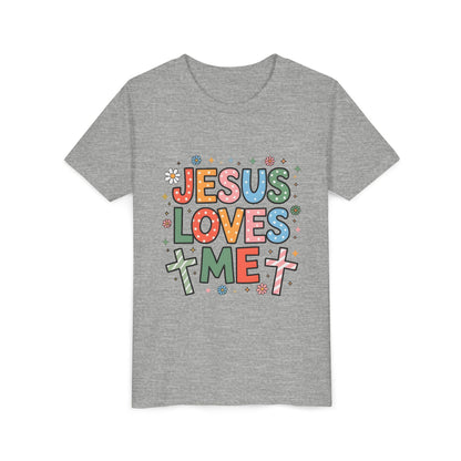 Youth Tee — "Jesus Loves Me" Colorful Christian Kids T-Shirt
