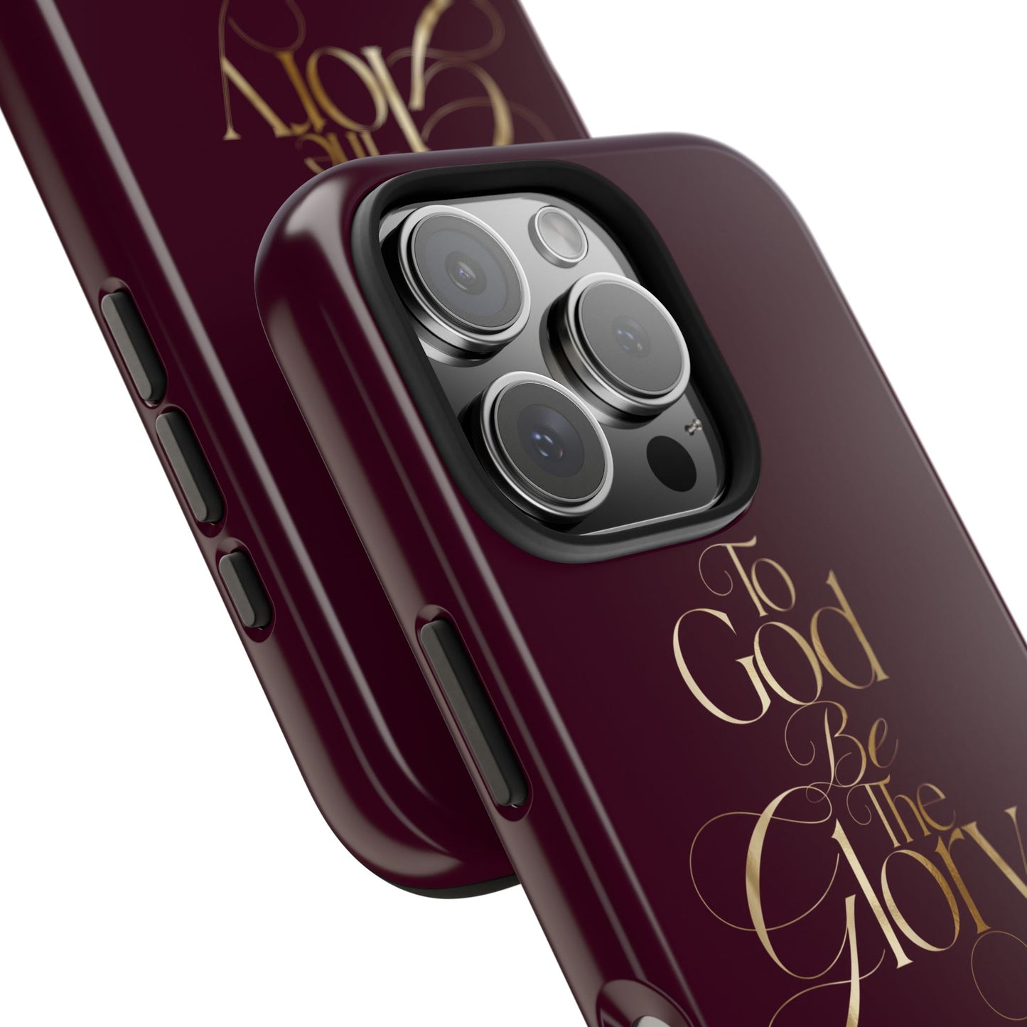 To God Be The Glory Tough Phone Case — Burgundy Gold Christian Scripture Cover