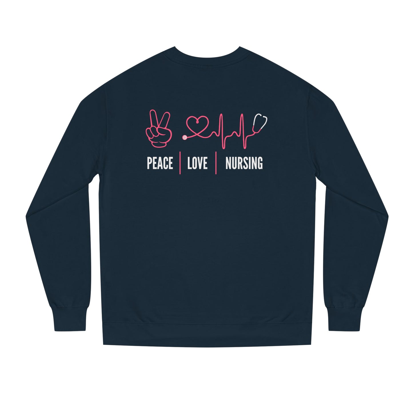 Peace Love Nursing Sweatshirt — Nurse Gifts, Heartbeat & Peace Sign Crewneck