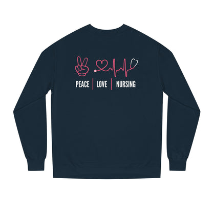 Peace Love Nursing Sweatshirt — Nurse Gifts, Heartbeat & Peace Sign Crewneck