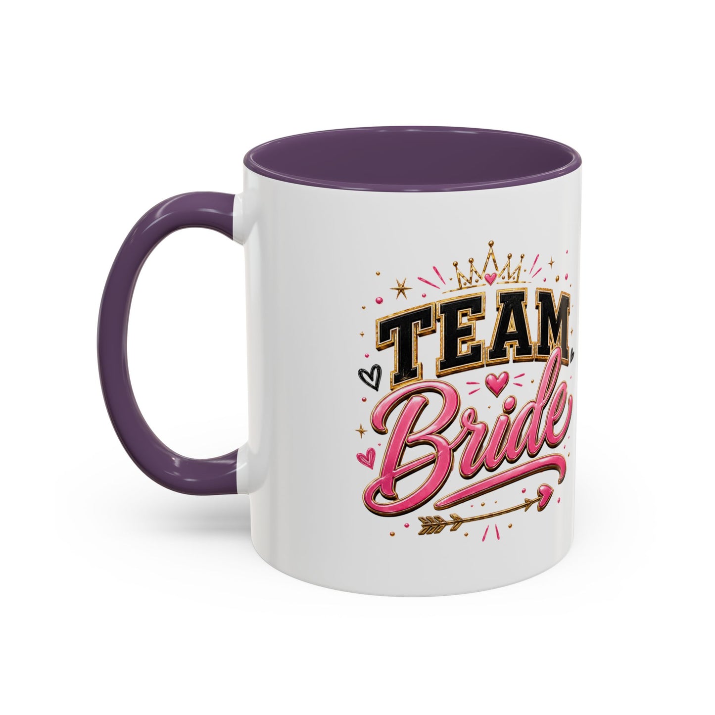 Team Bride Accent Coffee Mug — Pink & Gold Bachelorette Bridal Shower Gift (11/15 oz)