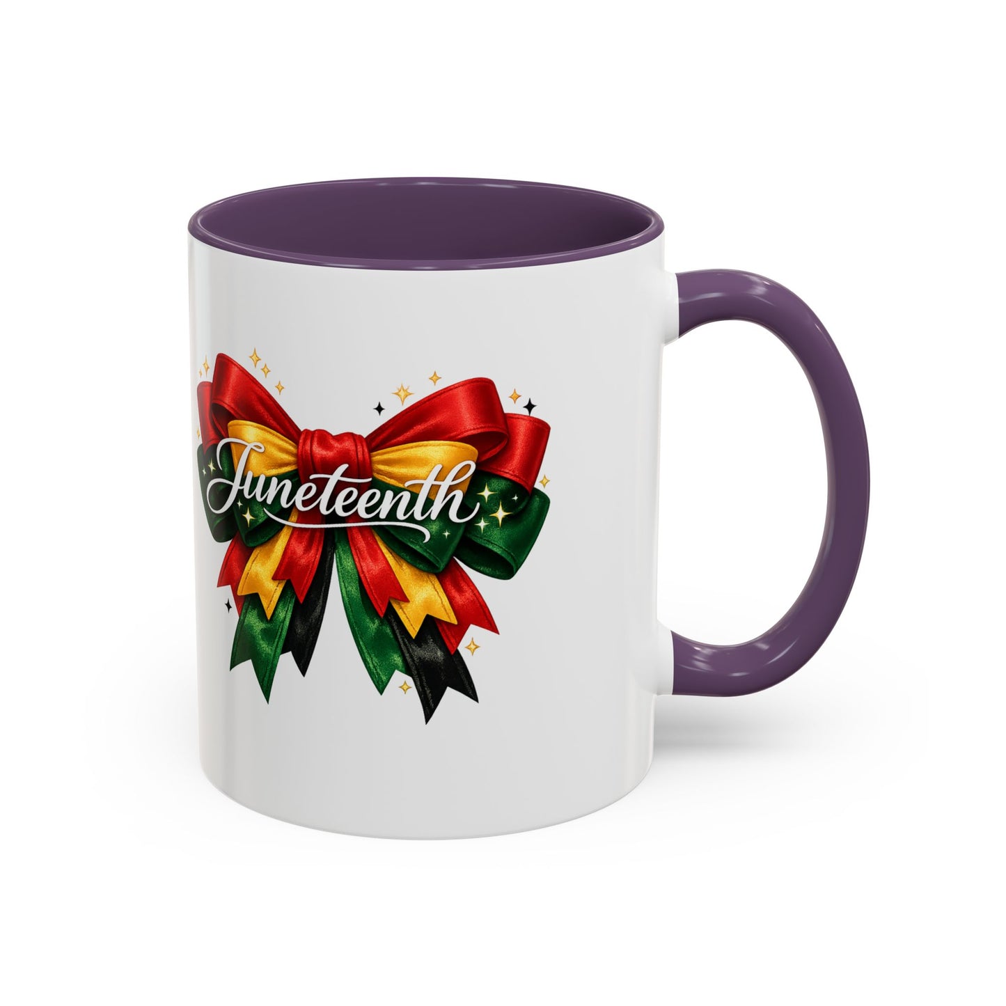 Juneteenth Ribbon Coffee Mug — Black/Red/Green Celebration Accent Mug