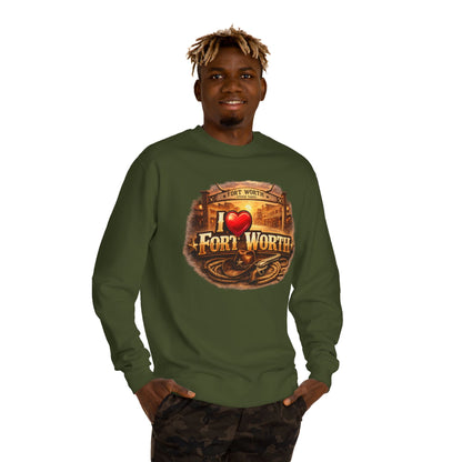 I Heart Fort Worth Crewneck Sweatshirt — Vintage Texas City Pride