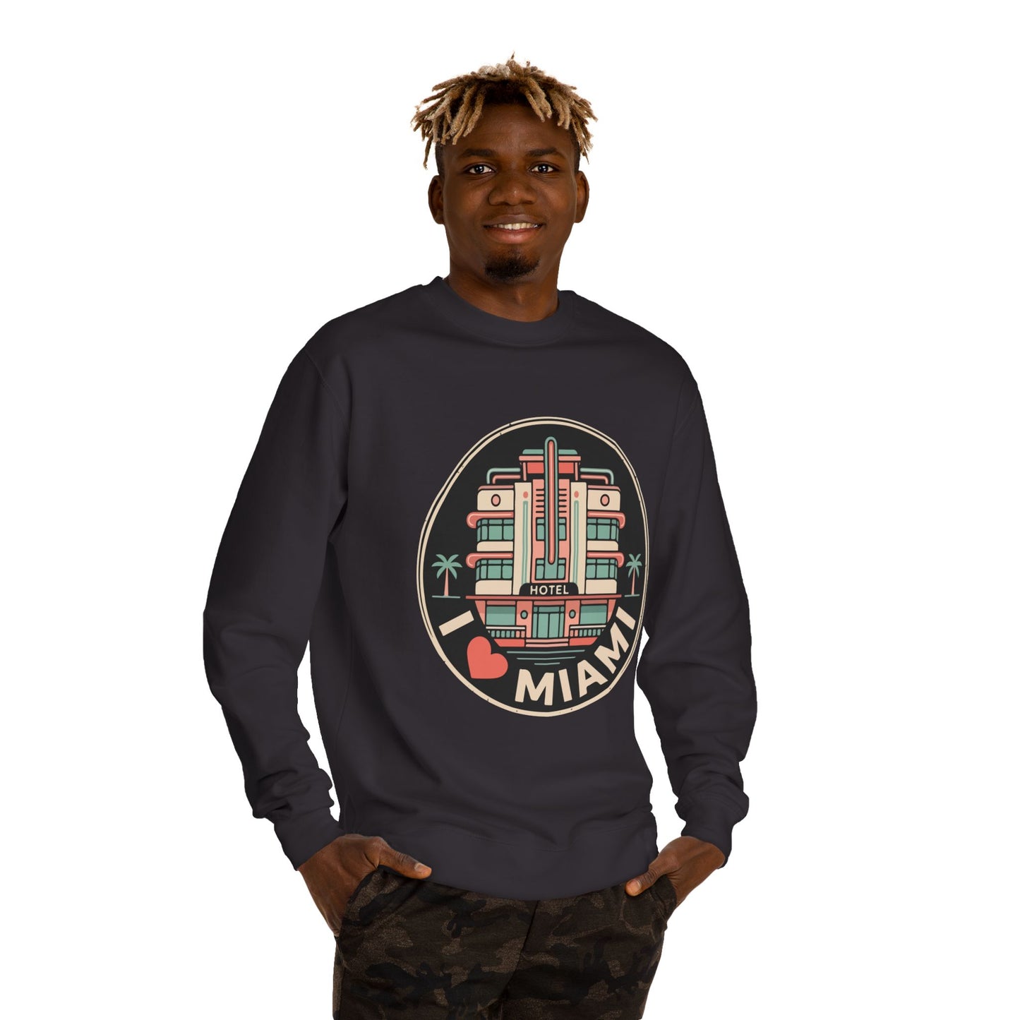 Miami Art Deco Sweatshirt — I Love Miami Vintage Hotel Crewneck