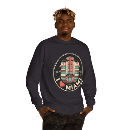 Miami Art Deco Sweatshirt — I Love Miami Vintage Hotel Crewneck