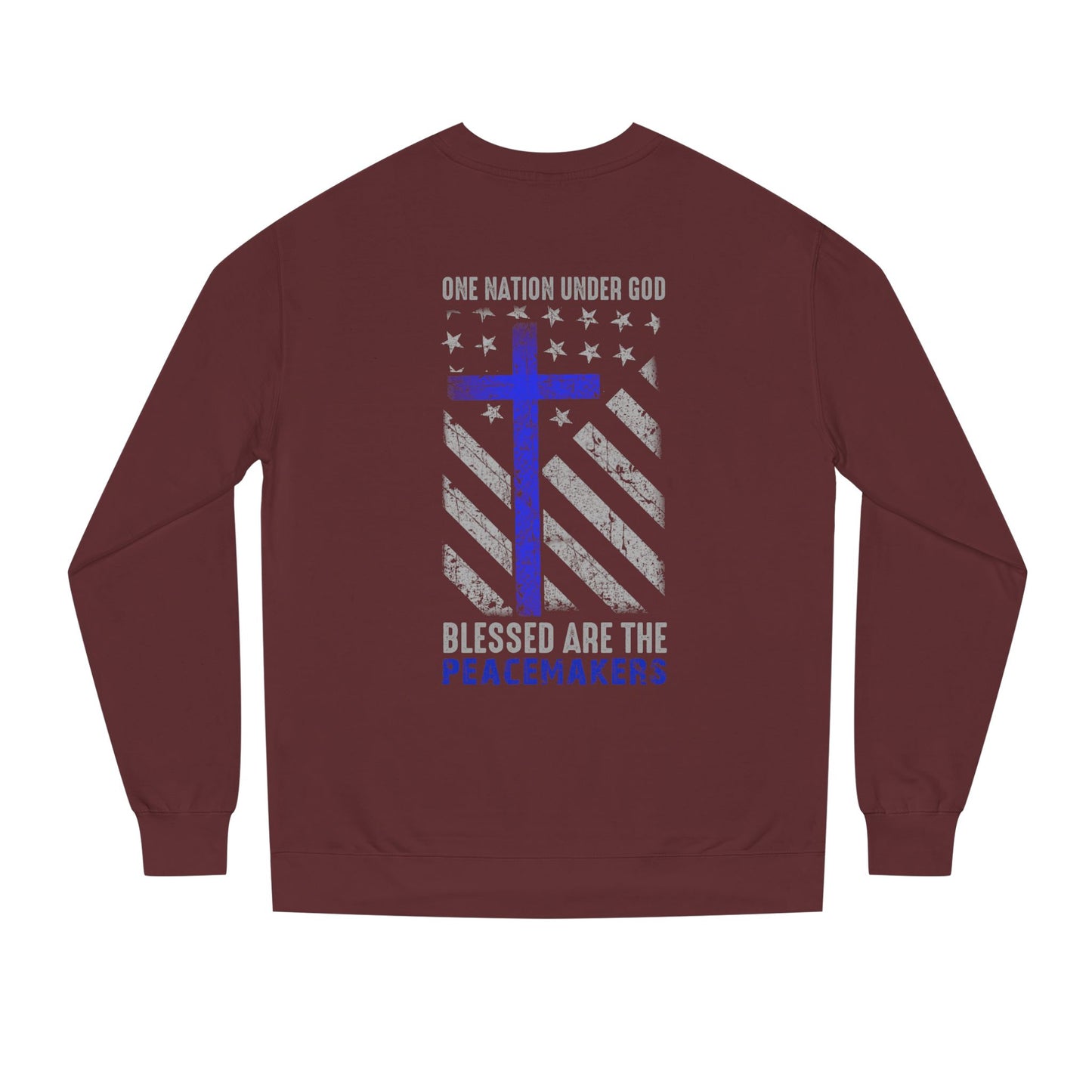 Blessed Are The Peacemakers Crewneck Sweatshirt — One Nation Under God Christian Flag Design