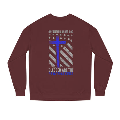 Blessed Are The Peacemakers Crewneck Sweatshirt — One Nation Under God Christian Flag Design
