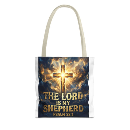 "The Lord Is My Shepherd" - Psalm 23:1 Religious Cross Tote Bag