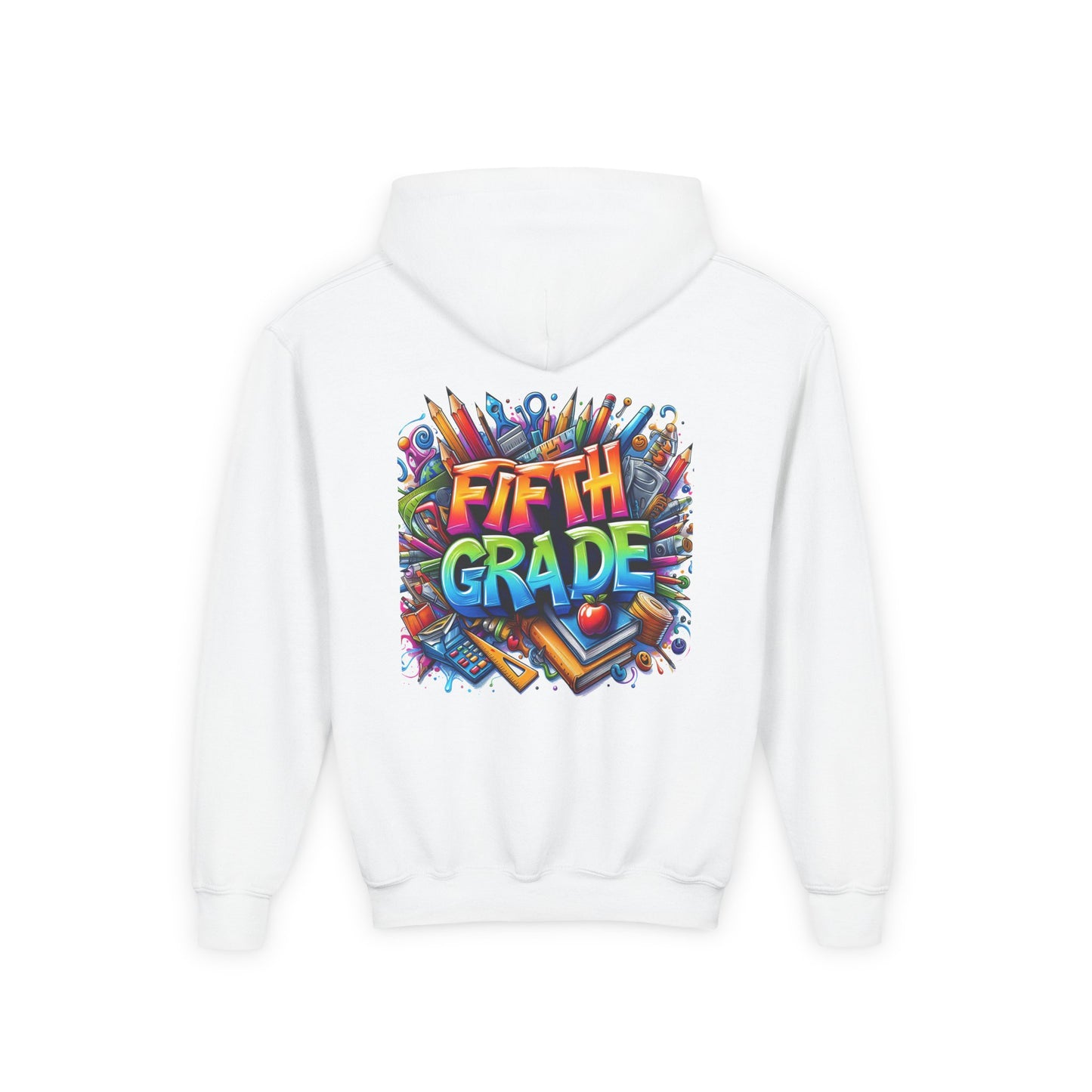 Fifth Grade Kids Hoodie - Colorful School Supplies Back-to-School Sweatshirt