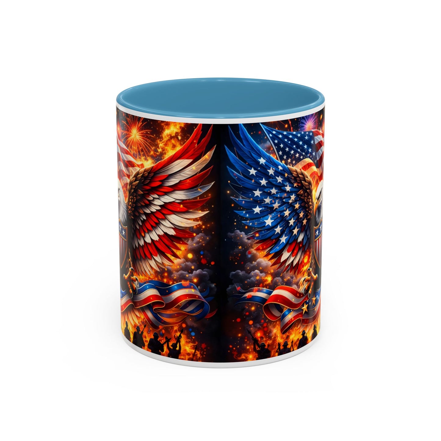 Patriotic Eagle Coffee Mug — American Flag Bald Eagle Accent Mug (11/15oz)