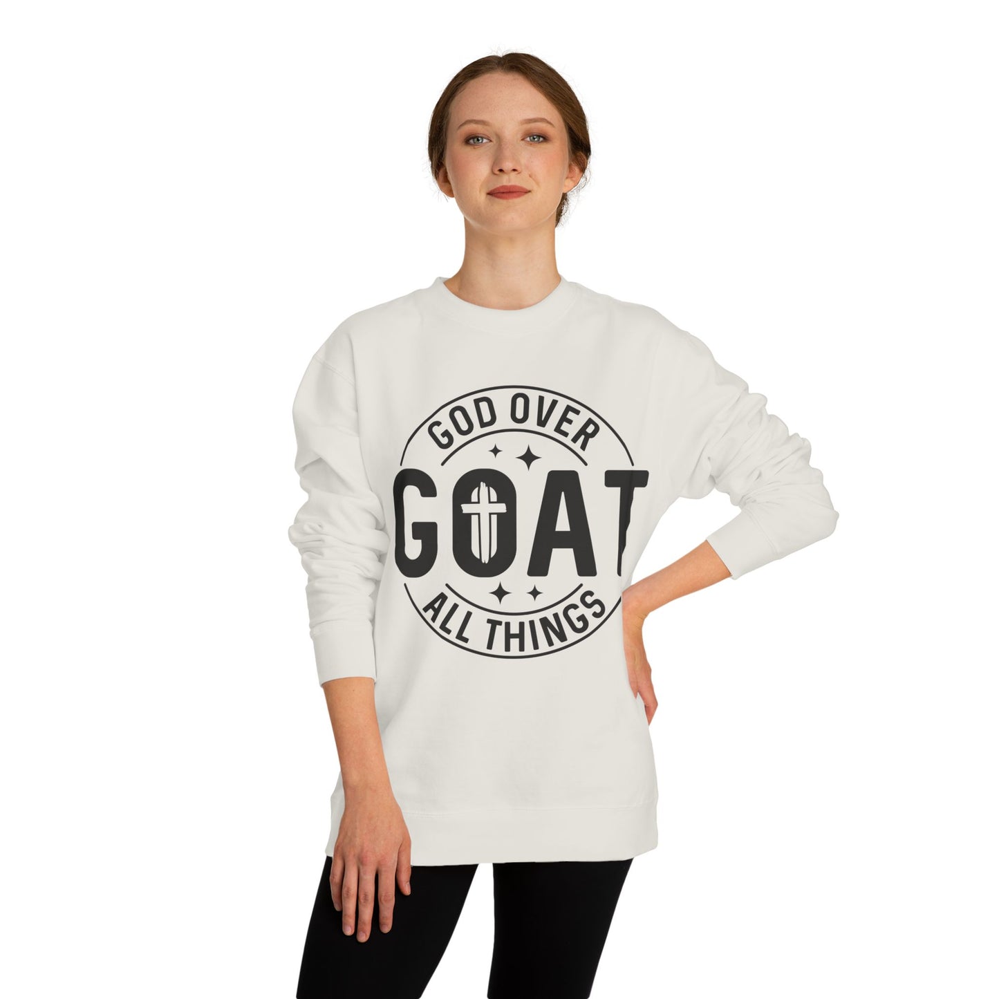 God Over GOAT Crewneck Sweatshirt — Christian Faith Graphic Pullover
