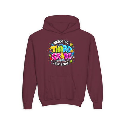 Third Grade Hoodie — "Watch Out Third Grade Here I Come" Kids Back-to-School Sweatshirt