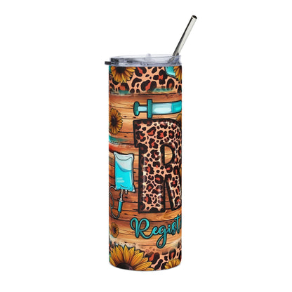 Leopard Nursing Tumbler 20oz — Registered Nurse Sunflower Stainless Steel Cup