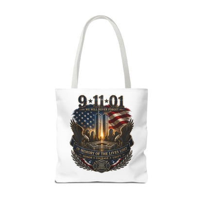 9/11 Memorial Tote Bag — We Will Never Forget Tribute Tote