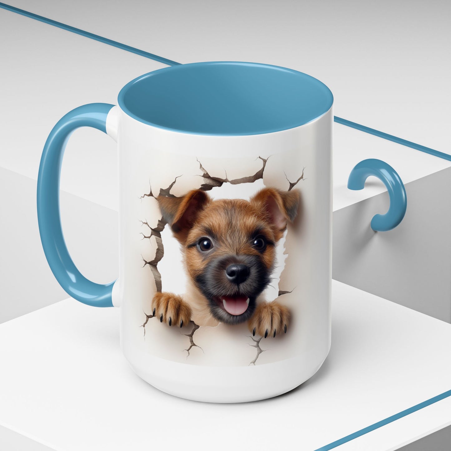 Puppy Peeking Accent Coffee Mug – Cute Dog Lover 11/15oz