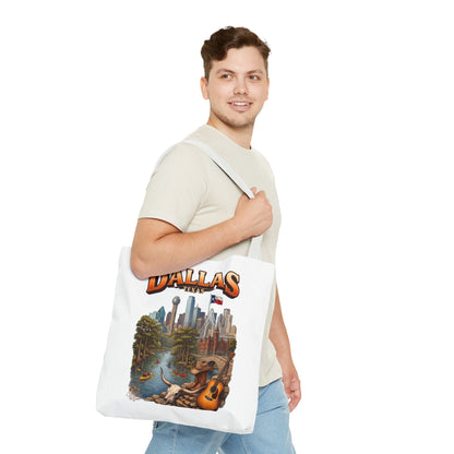 Dallas Texas Scenic Tote Bag – City Skyline & Guitar Souvenir Tote