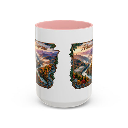 Arkansas Scenic Coffee Mug — Vintage State Map River Landscape (11/15 oz)