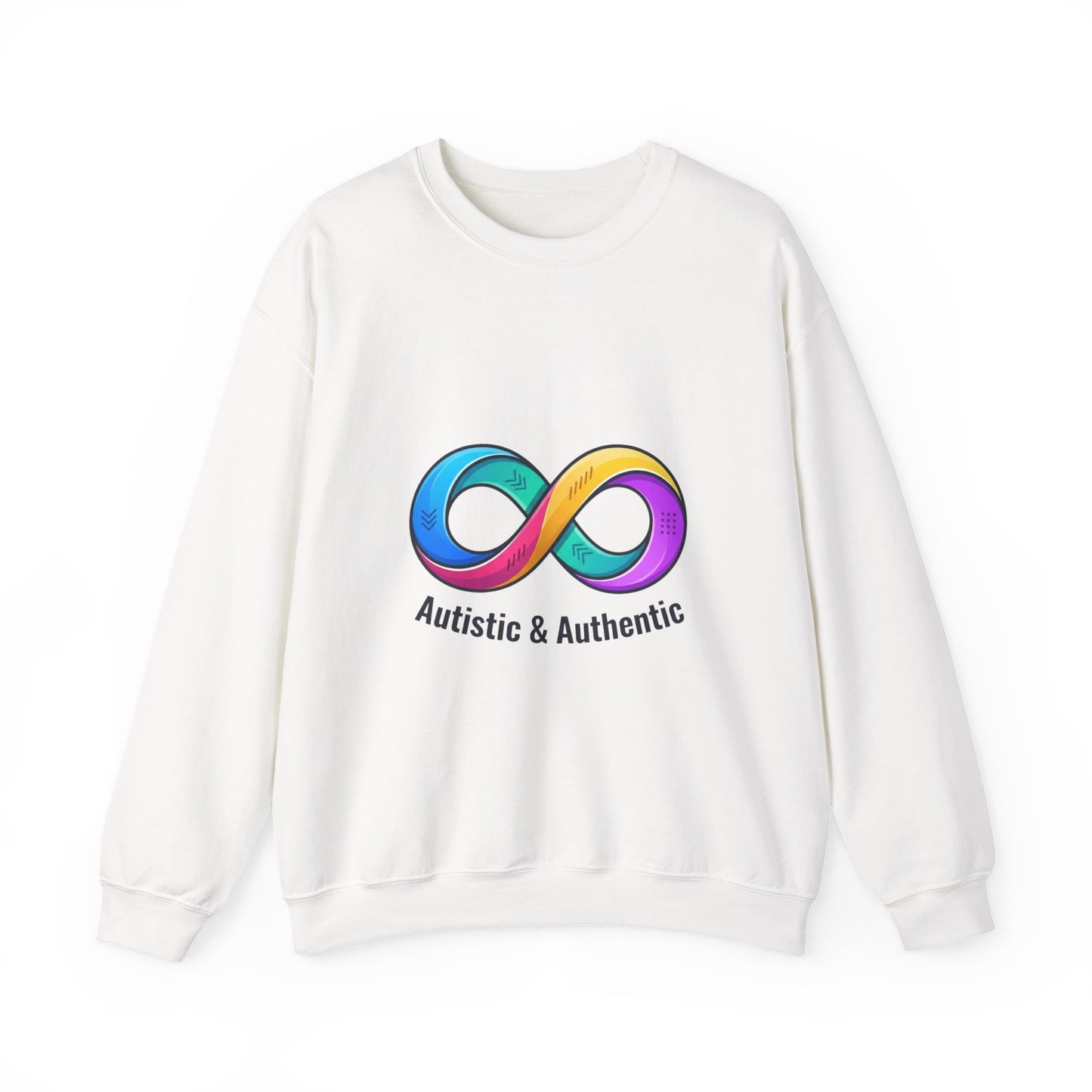 Autistic & Authentic Infinity Crewneck Sweatshirt, Neurodiversity Pride, Affirming