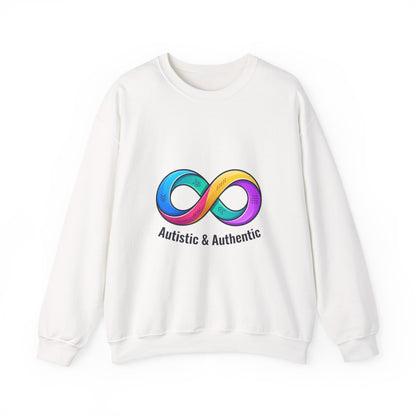 Autistic & Authentic Infinity Crewneck Sweatshirt, Neurodiversity Pride, Affirming