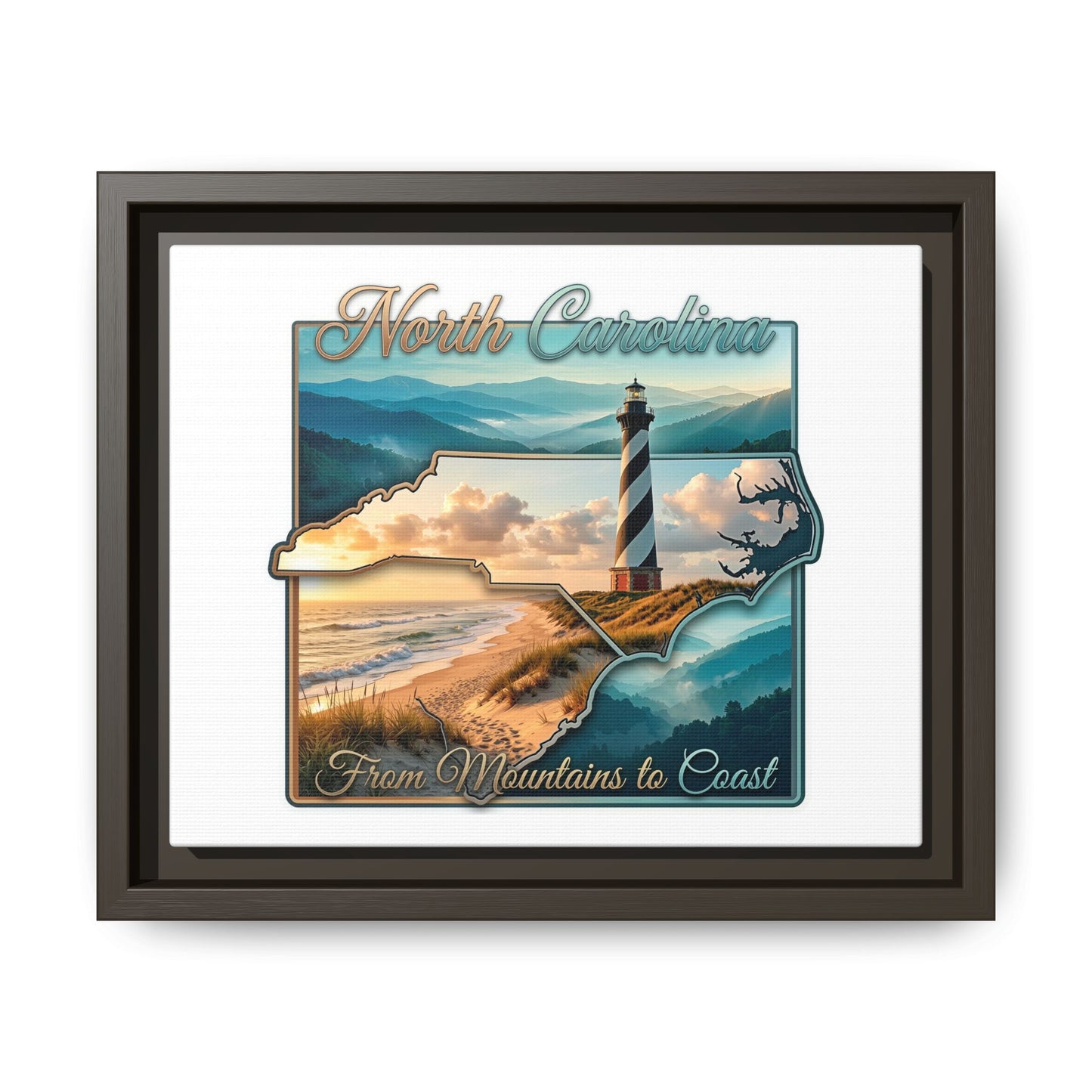 North Carolina Matte Canvas Wall Art — "From Mountains to Coast" Framed Print