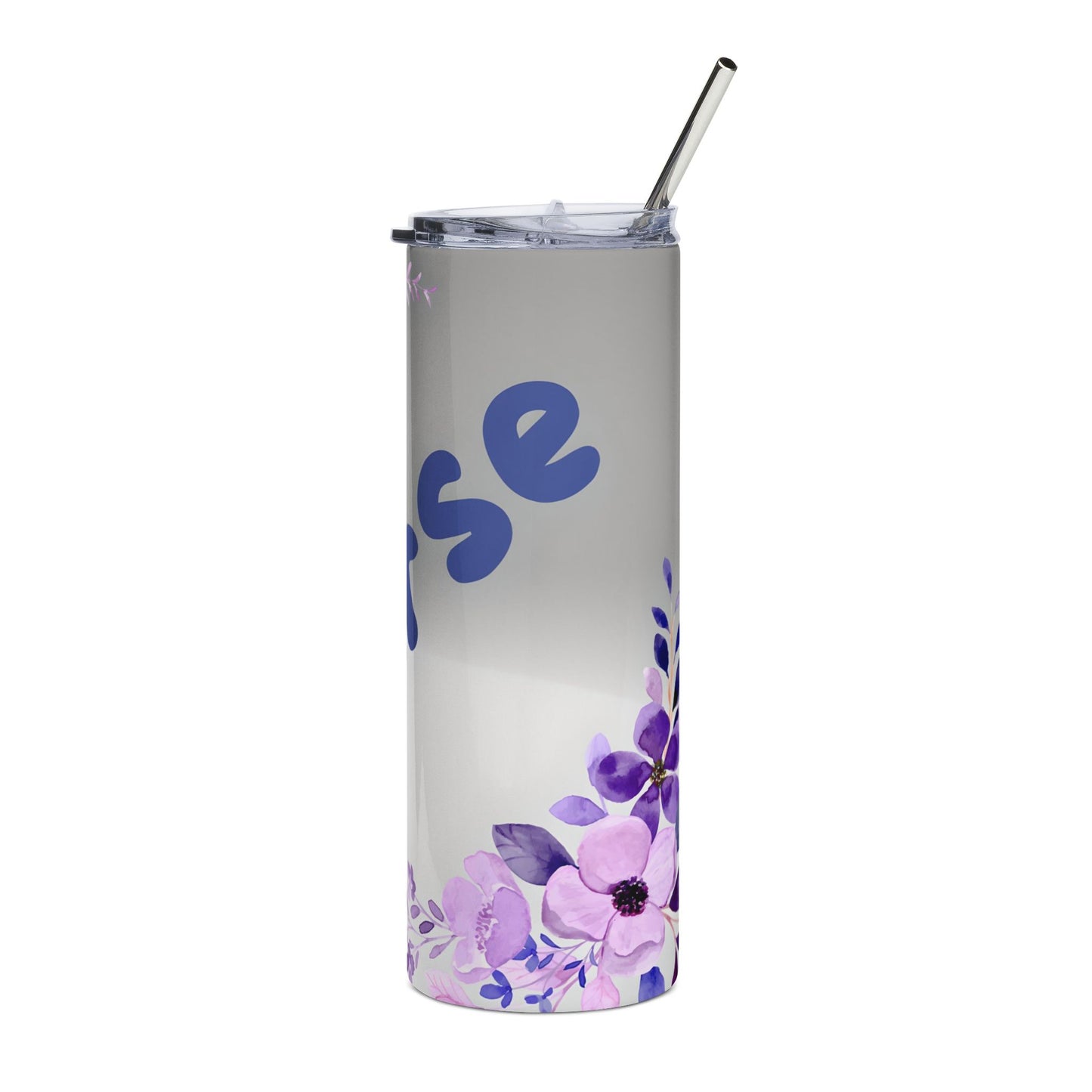 Nurse Floral 20oz Stainless Steel Tumbler — Purple Bouquet Travel Cup