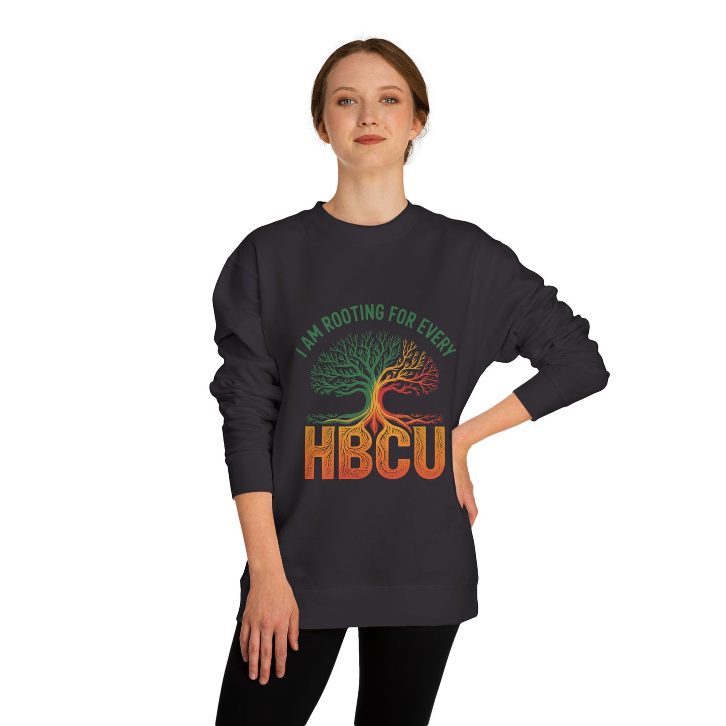 HBCU Pride Crewneck Sweatshirt — "I Am Rooting For Every HBCU" Tree Design