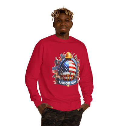 Labor Day Sweatshirt - American Flag Working Hands Design