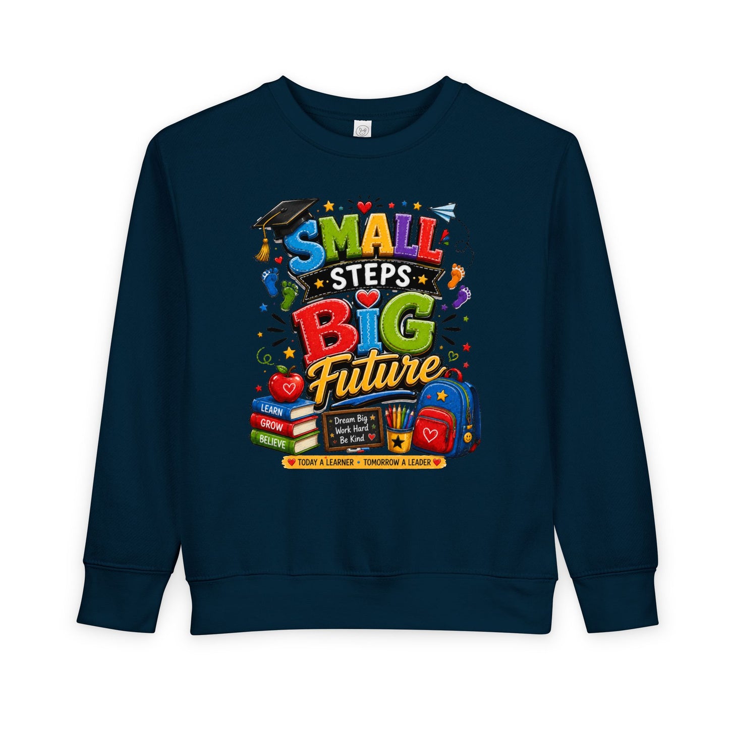 Toddler Sweatshirt - "Small Steps Big Future" Back-to-School Kids Crewneck