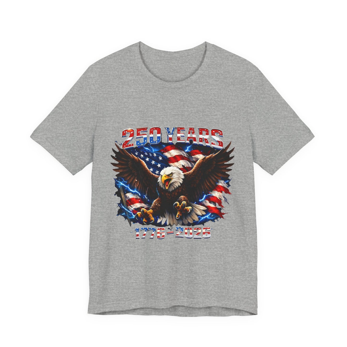250 Years Bald Eagle American Flag T-Shirt — 1776–2026 Patriotic Tee