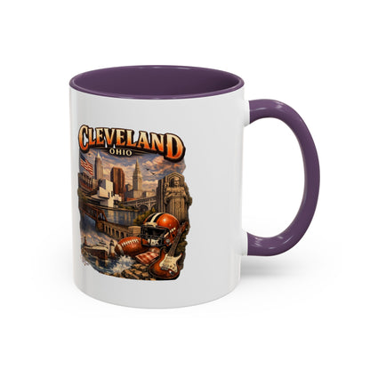 Cleveland Ohio Vintage Football Accent Coffee Mug (11/15oz)