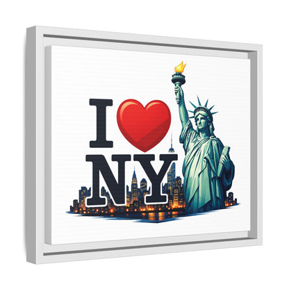 I Love NY Statue of Liberty Matte Framed Canvas