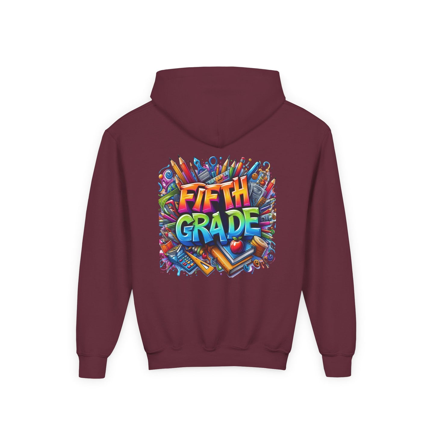 Fifth Grade Kids Hoodie - Colorful School Supplies Back-to-School Sweatshirt