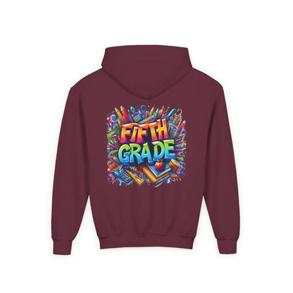 Fifth Grade Kids Hoodie - Colorful School Supplies Back-to-School Sweatshirt