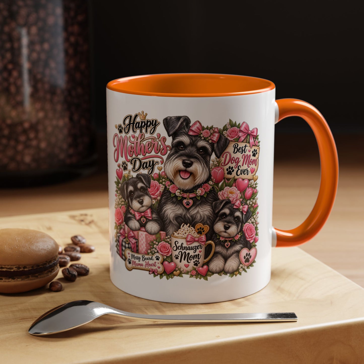 Mother's Day Schnauzer Coffee Mug — "Best Dog Mom Ever" Accent Mug (11/15oz)