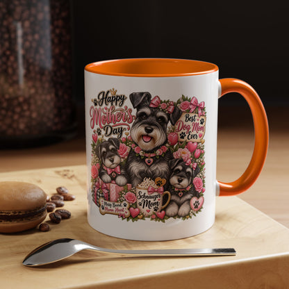 Mother's Day Schnauzer Coffee Mug — "Best Dog Mom Ever" Accent Mug (11/15oz)