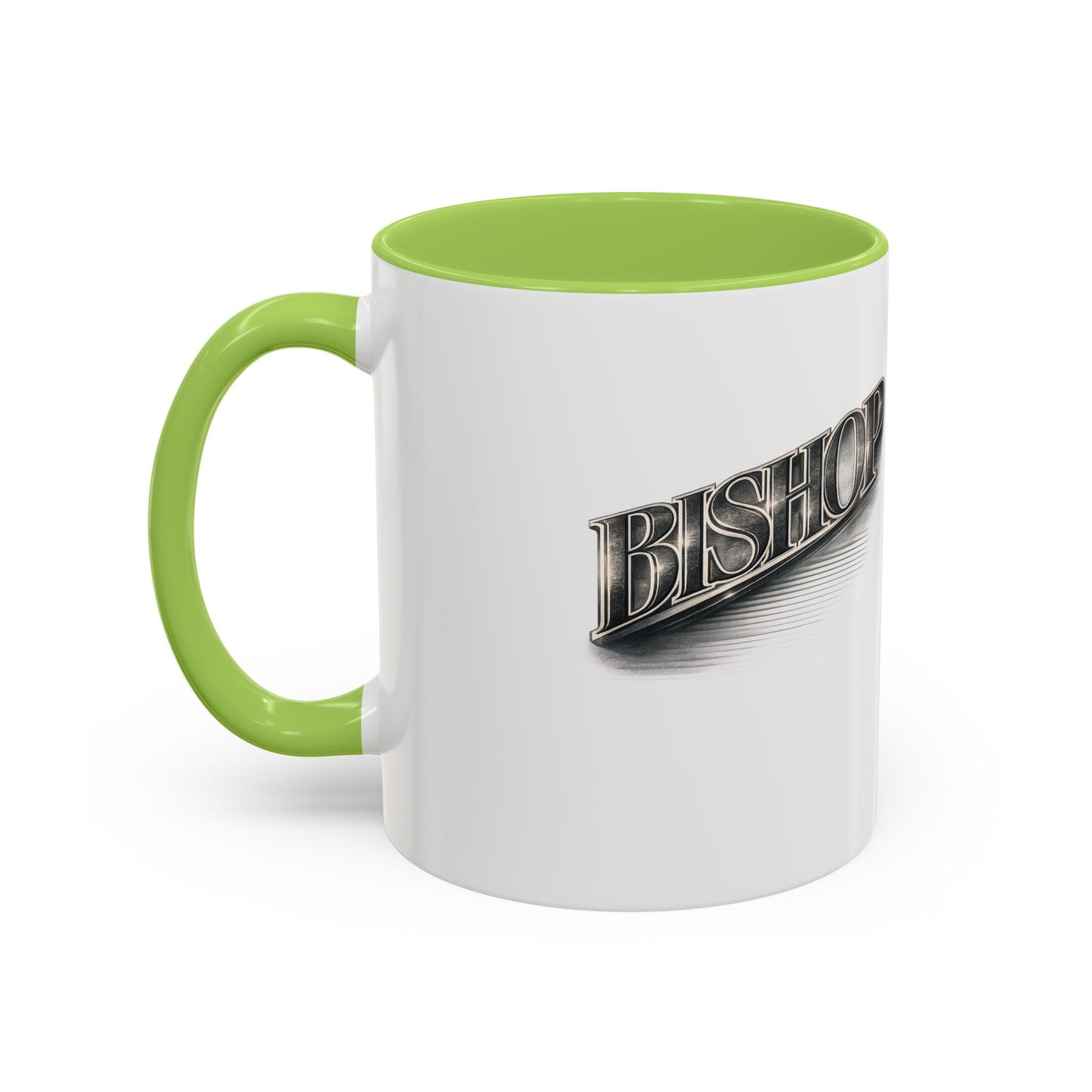Vintage 'Bishop' Accent Coffee Mug — Retro Metallic Text Ceramic Mug (11/15oz)