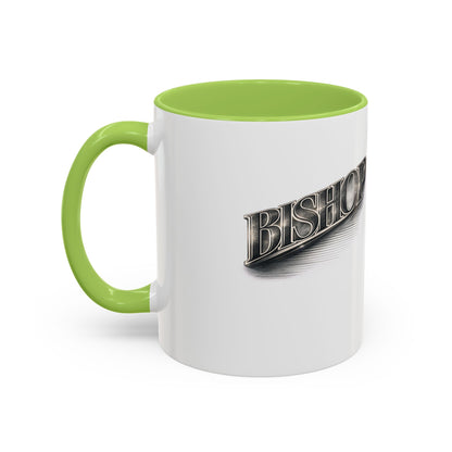 Vintage 'Bishop' Accent Coffee Mug — Retro Metallic Text Ceramic Mug (11/15oz)