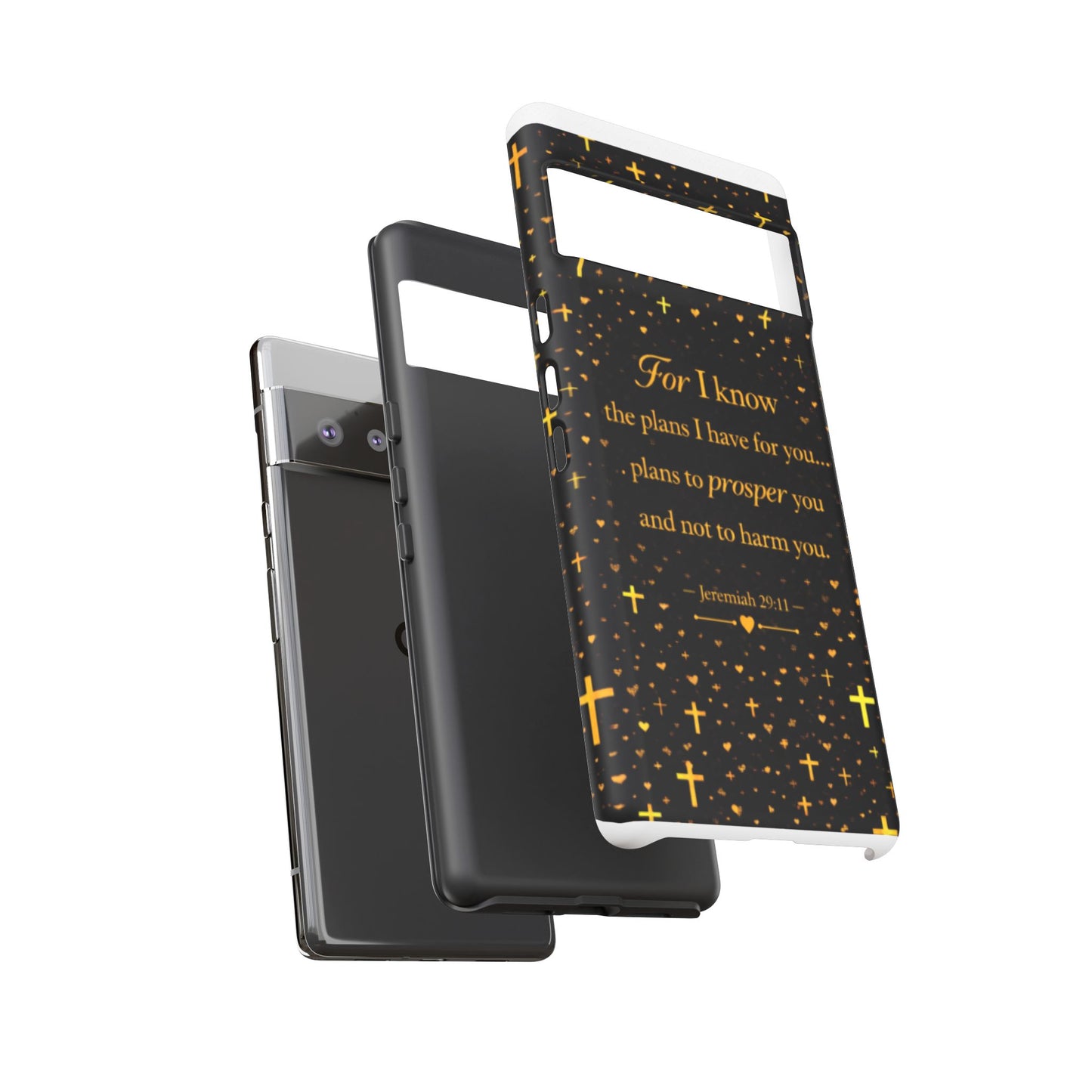Phone Case — "For I Know" Jeremiah 29:11 Gold Cross Christian Tough Case