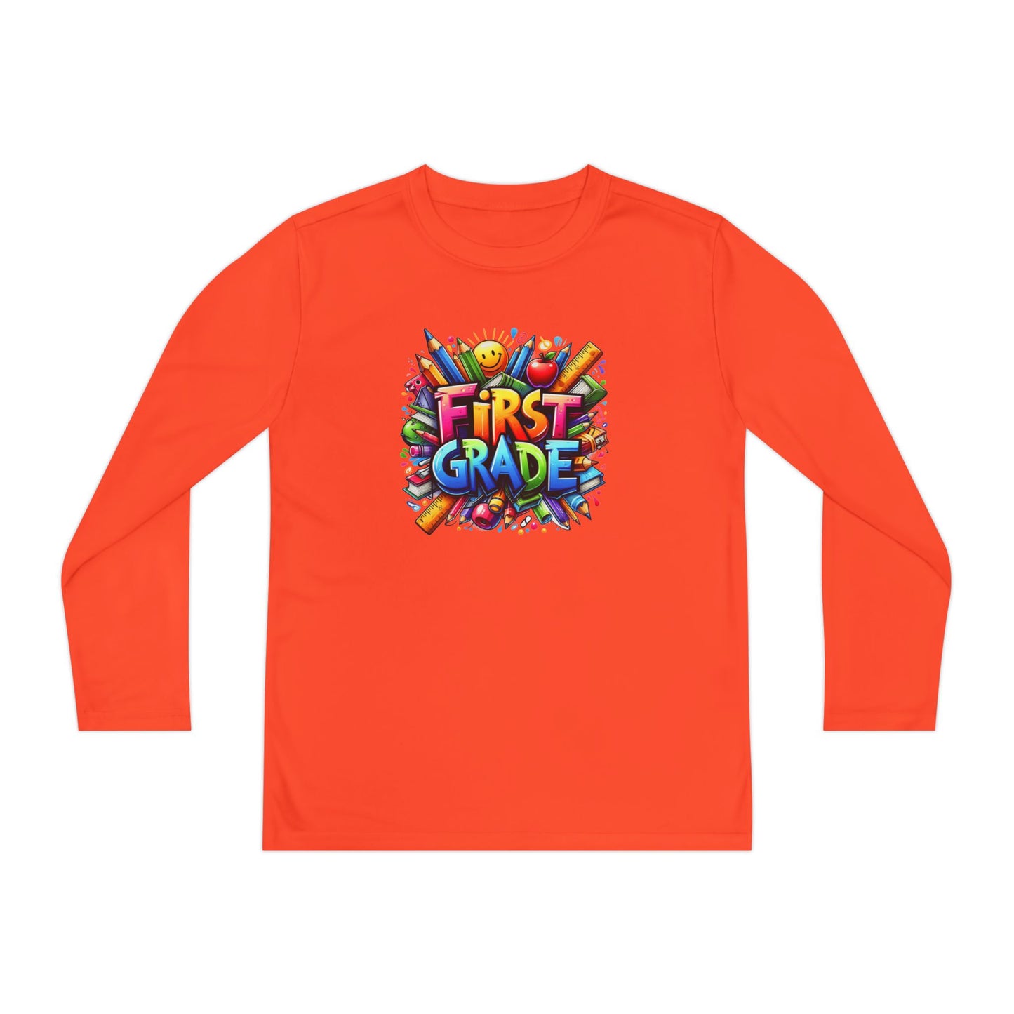 First Grade Youth Long Sleeve Tee — Colorful Back-to-School Shirt