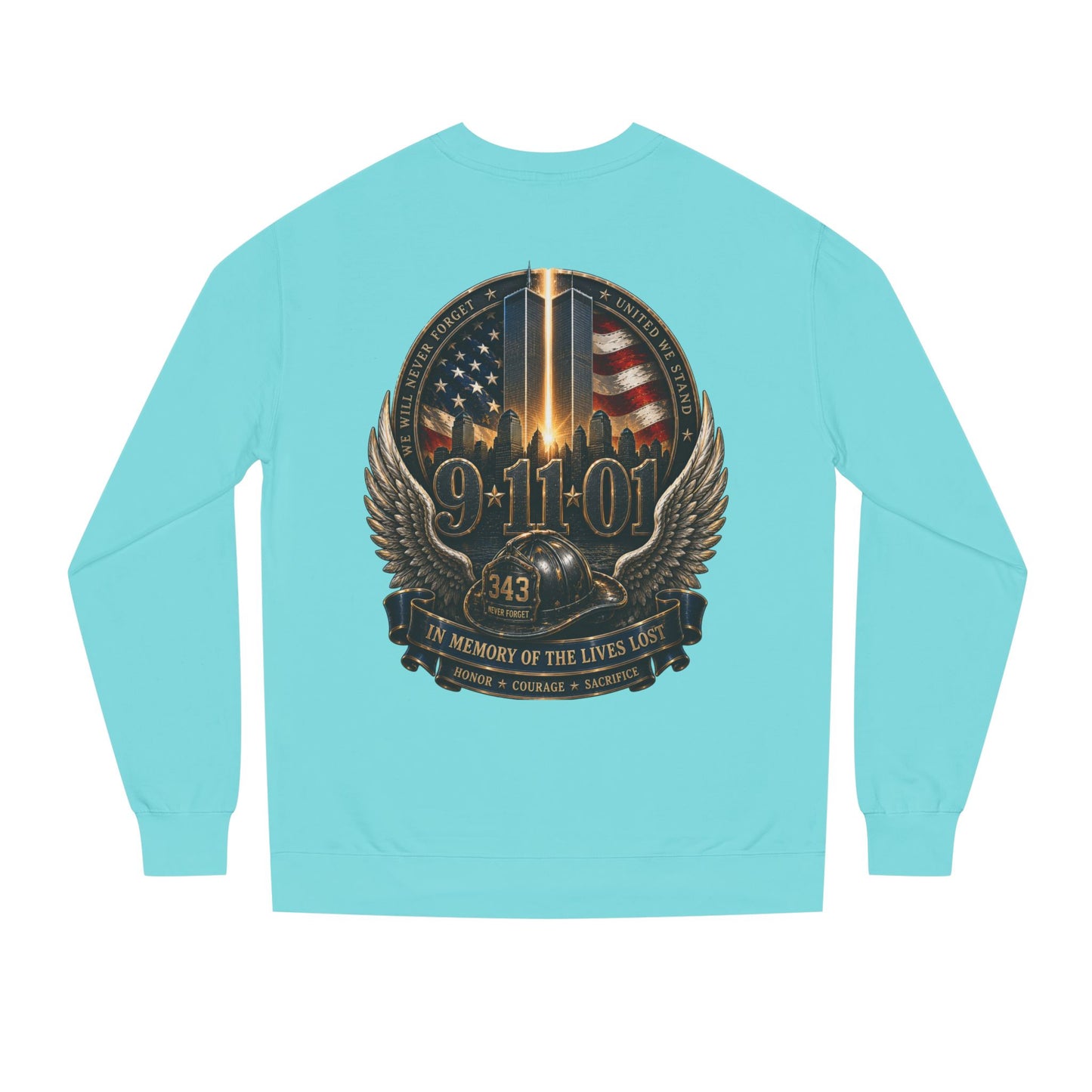 9/11 Memorial Crewneck Sweatshirt — Tribute to Fallen Heroes
