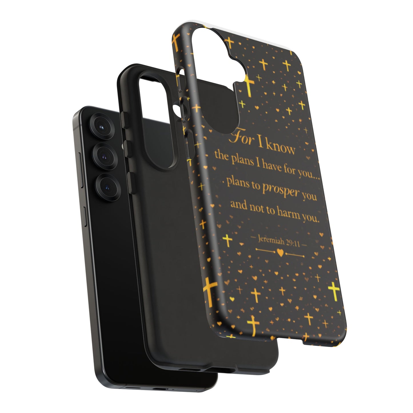 Phone Case — "For I Know" Jeremiah 29:11 Gold Cross Christian Tough Case