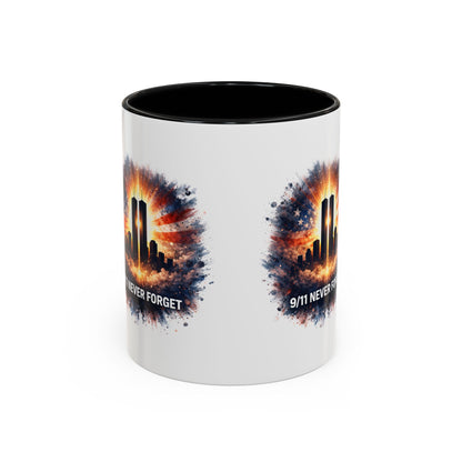 9/11 Never Forget Coffee Mug - Memorial Tribute Accent Mug (11/15oz)