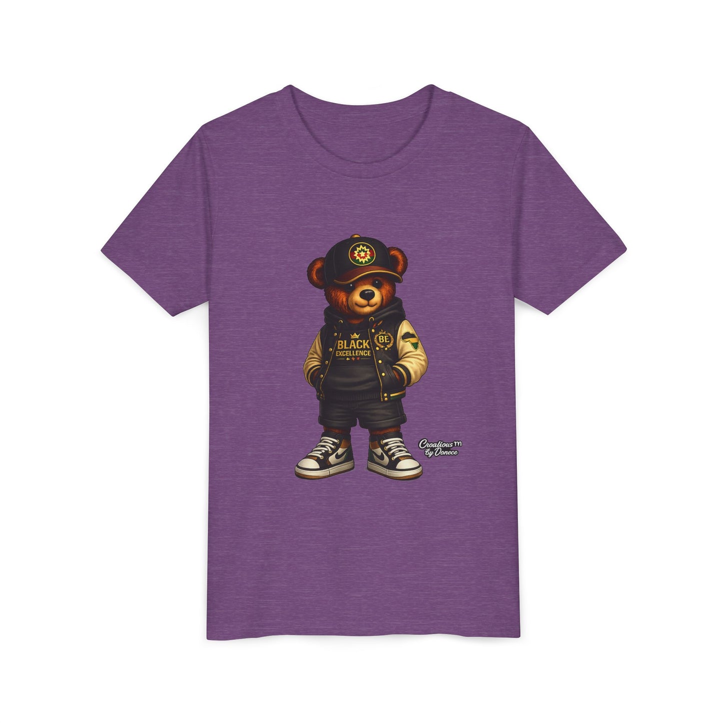 Youth Tee — Streetwear Teddy Bear Graphic (Black Varsity)