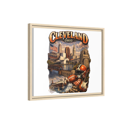 Cleveland Ohio Collage Framed Canvas Print