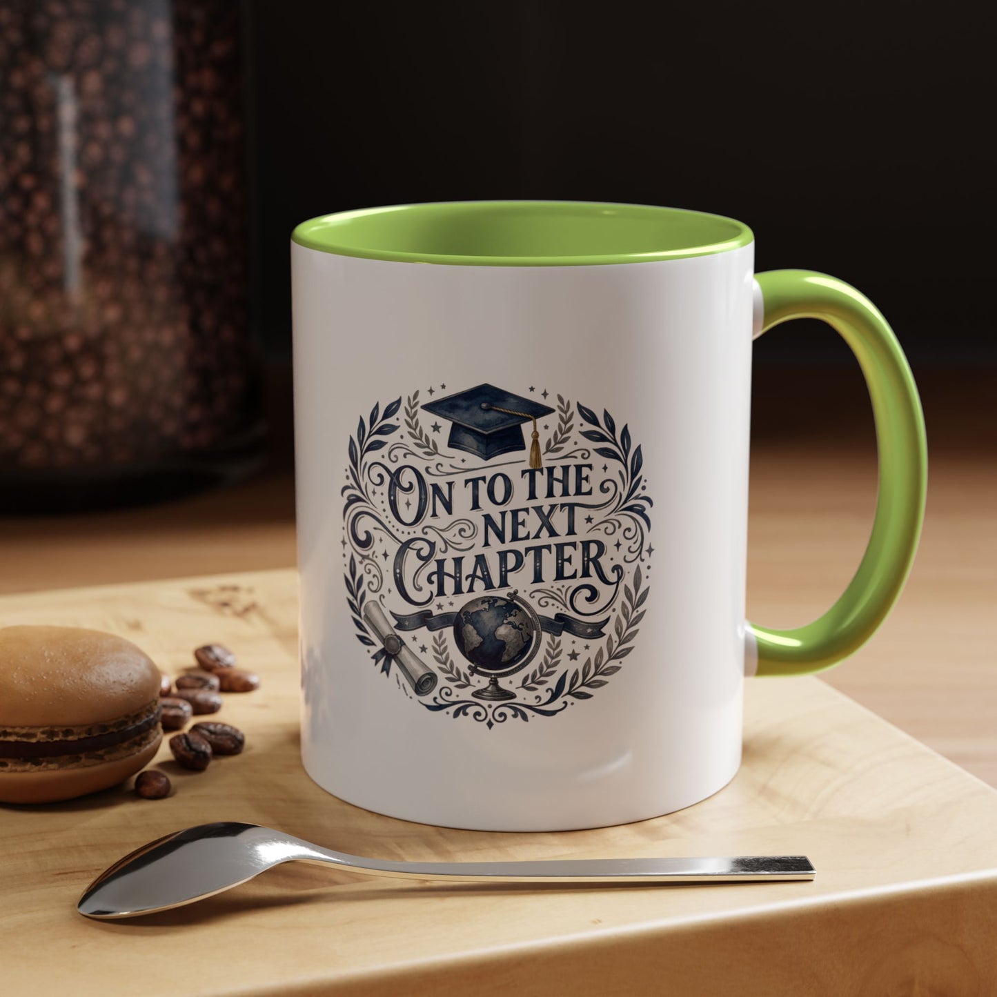 Graduation Coffee Mug — "On to the Next Chapter" Ceramic Accent Mug