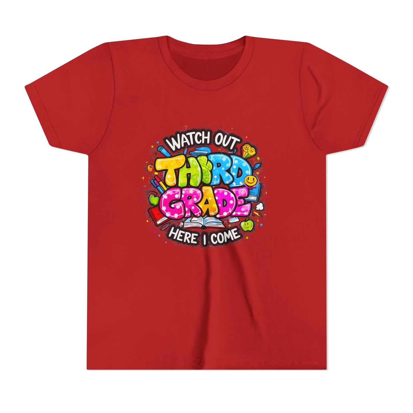 Third Grade Kids T‑Shirt — "Watch Out Third Grade Here I Come" Back-to-School Tee