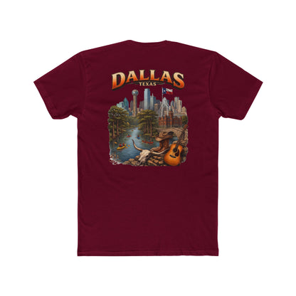 Dallas Skyline Graphic Tee — Retro Cityscape with Guitar