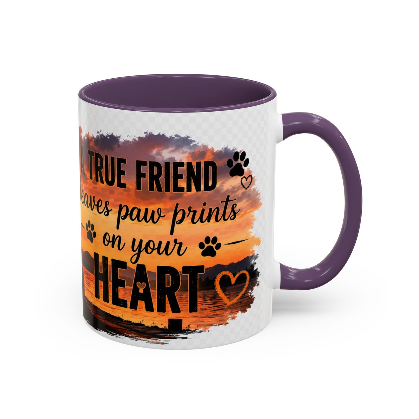 Dog Lover Coffee Mug - "A True Friend Leaves Paw Prints on Your Heart" Accent Mug (11/15oz)