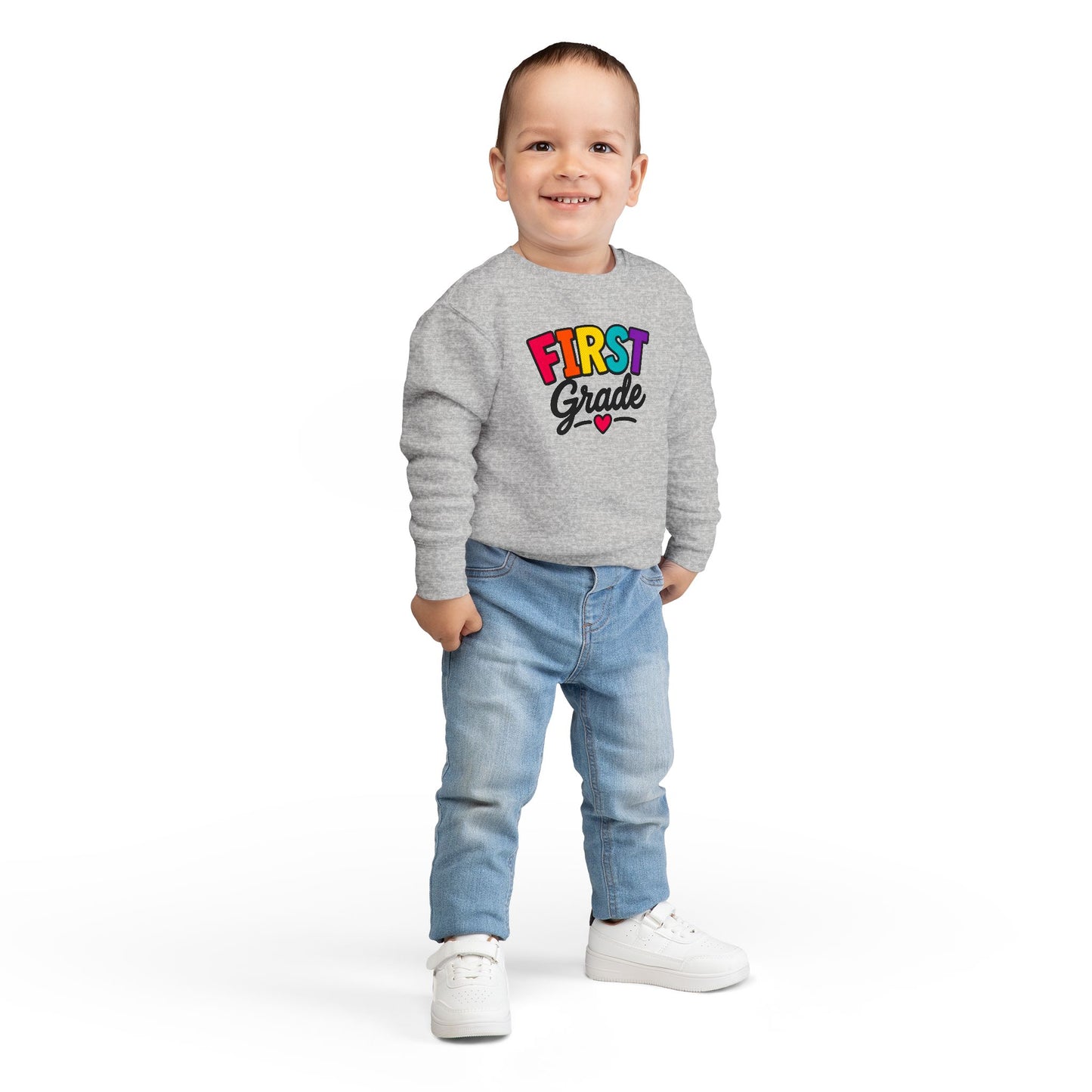 First Grade Toddler Sweatshirt — Colorful Back-to-School Kids Pullover
